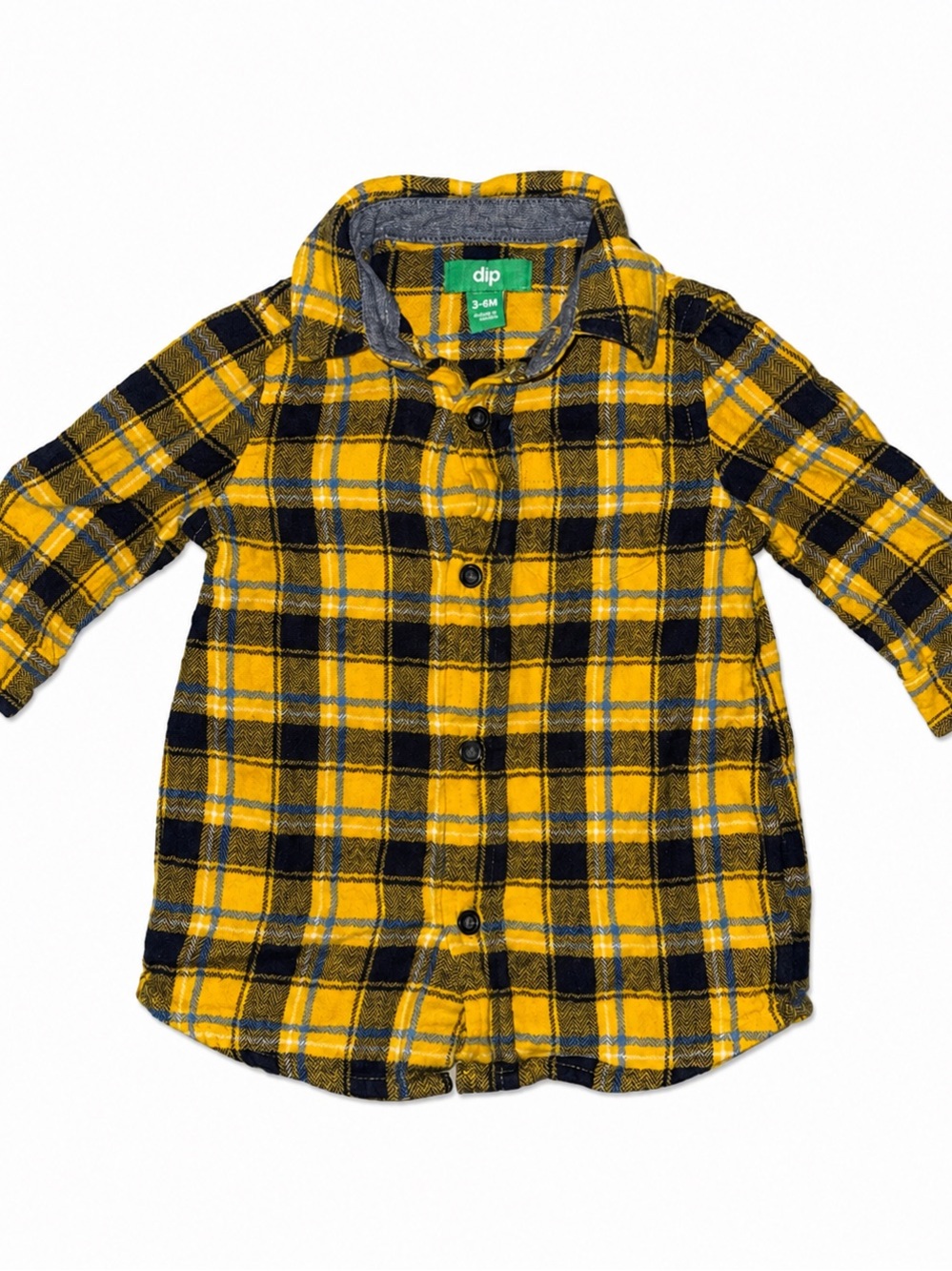 dip Yellow & Black Plaid Kids Button-Down Shirt